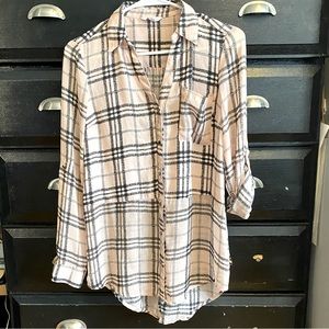 Pink and black button up